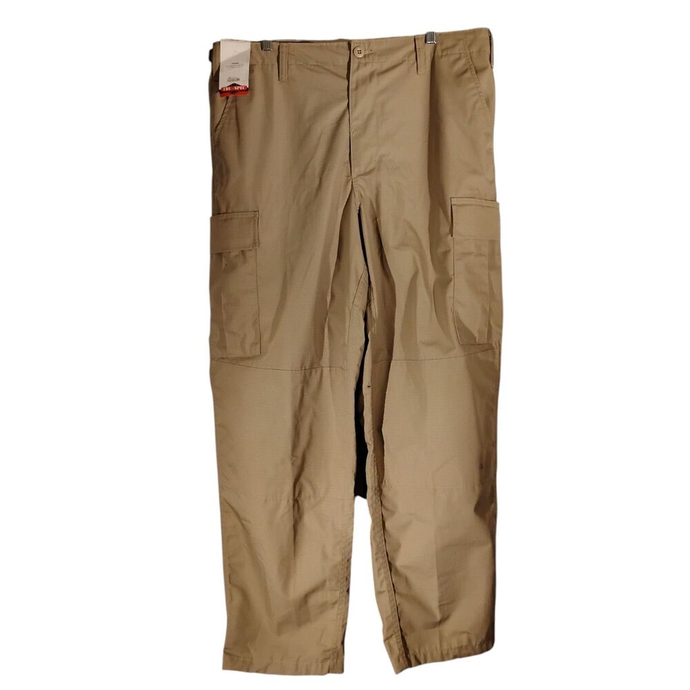 Tru-Spec tactical cargo pants mens L Large 36x32 khaki tan ripstop BDU Basics